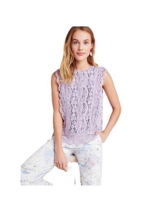 Eri & Ali Tops - Anthropologie Eri + Ali Sydney Lace Blouse In Lavender Lined Women's Size XS